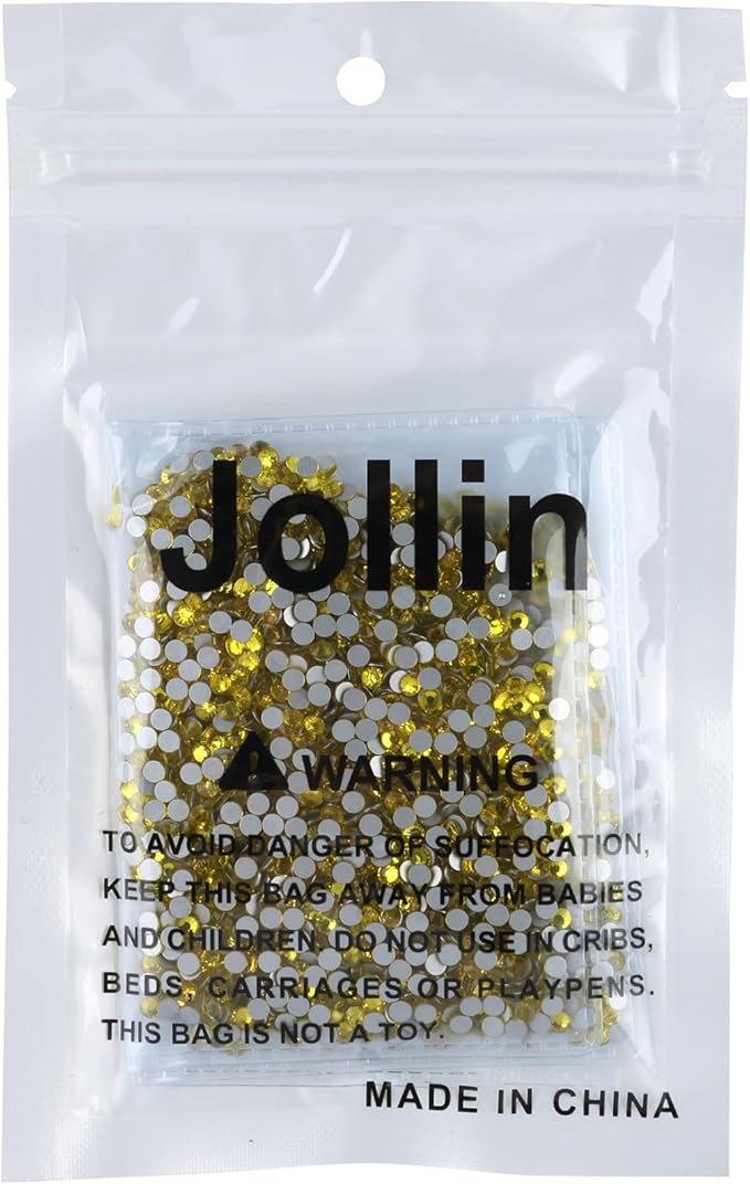 Jollin Glue Fix Crystal Flatback Rhinestones Glass Diamantes Gems for Crafting Nail Art Crafts Decorations Clothes Shoes 2.8mm (ss10 2880pcs, Citrine)