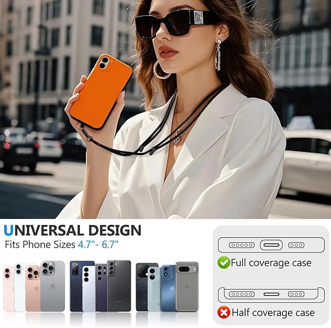 4 Pack Phone Lanyard & Wrist Strap, Cell Phone Lanyard for Around The Neck Adjustable Phone Strap for Most Smartphones