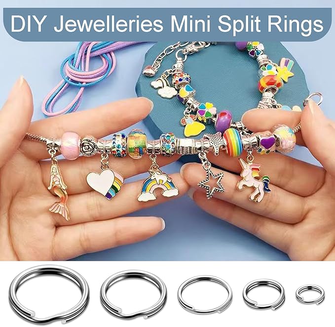 500pcs Assorted 5 Size Small Split Ring for Key Ring, Metal Keychains Key Rings Pet Collar Tag Double Loops Round Jump Rings for Jewelry Making Necklaces Bracelets Earrings Craft Accessories, Silver
