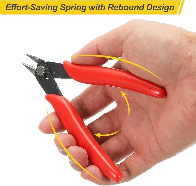 HARFINGTON 2pcs 5" Flush Cut Pliers Small Precision Wire Cutter Side Cutter Diagonal Cutting Pliers for Jewelry Model Electronic 3D Print, Red