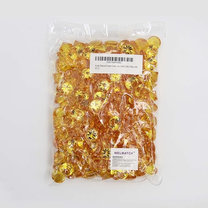 WELMATCH Gold Acrylic Diamond Vase Fillers 2 Pounds - 500 pcs 3/4 Inch Wedding Party Event Banquet Birthday Decoration Crystals Gem Table Scatters (Gold 500 pcs)