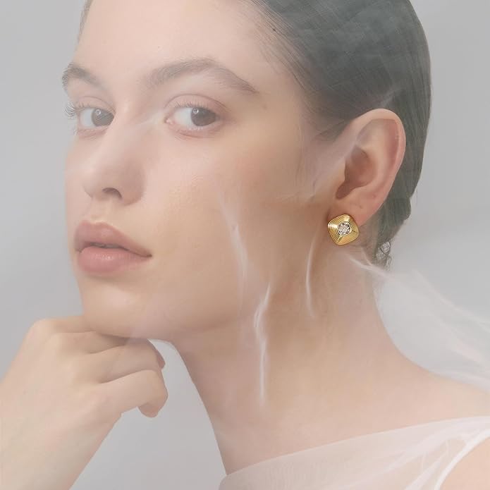 FRUMOS 925 Sterling Silver Huggie Earrings for Women 18K Gold Plated Hoop Earrings for Women Hypoallergenic Small Cubic Zirconia Huggie Earring