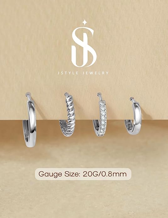 Jstyle Small Gold Hoop Earrings for Women Trendy 14K Gold Plated Huggie Earrings Hypoallergenic Cartilage Earring Stacks Cute Dainty Huggie Hoops Earring Sets for Multiple Piercing
