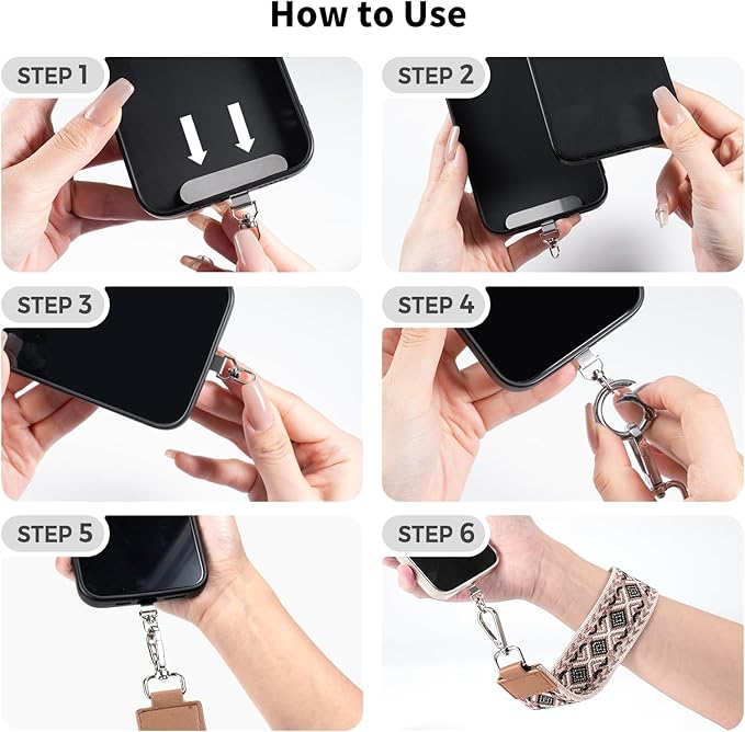 Clip and Go Strap for Phone with Wallet Crossbody Phone Lanyard with Anti-Theft Zipper Pouch Detachable Quilted Wrist Wallet with RFID and ID Window for Daily and Travel