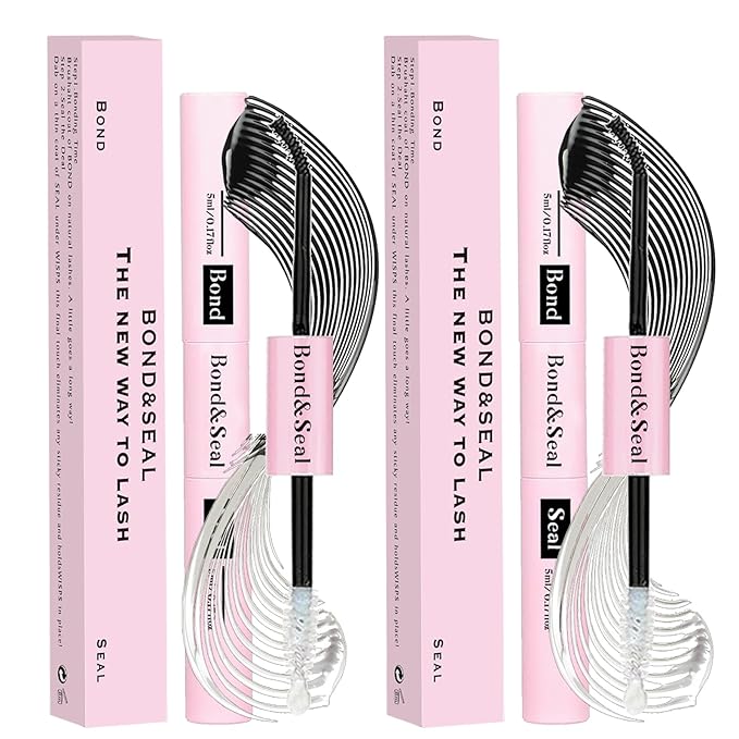 Lash Bond and Seal Kit 2Pcs DIY Lash Extension Waterproof Lashe Cluster Glue 72h Hold Portable Individual Lash Glue for Eyelash Extensions Beginners Black Bond&Clear Seal(5ml+5ml)