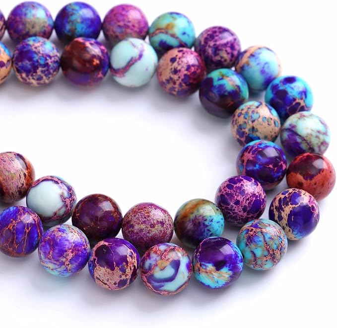 6mm 60pcs Natural Stone Galaxy Purple Sea Sediment Imperial Jasper Loose Beads for Jewelry Making DIY Bracelet Necklace