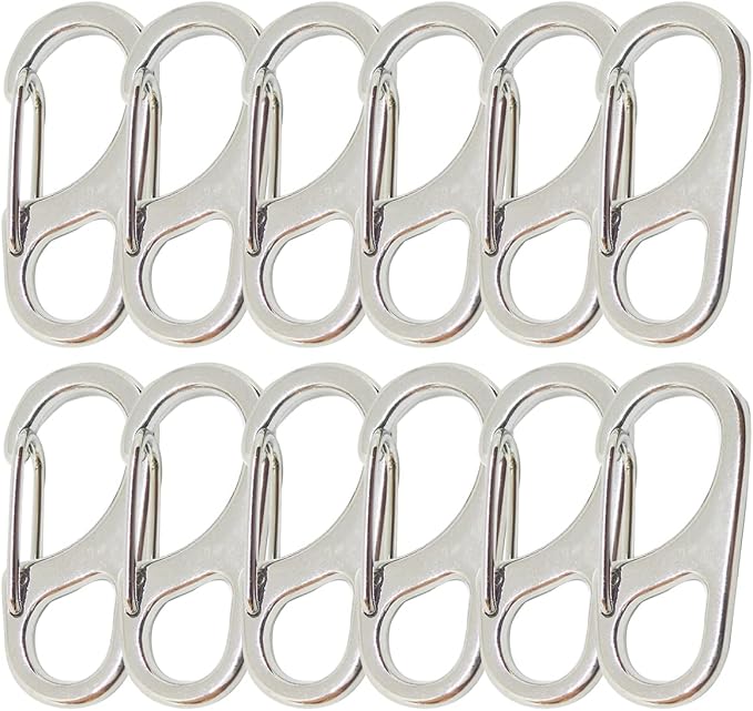 Small Carabiner Clips 1.25 inch/1.85 inch Snap Hooks with Fixed Eye Spring Gate Keychain Parocord Rope Clasps Accessories