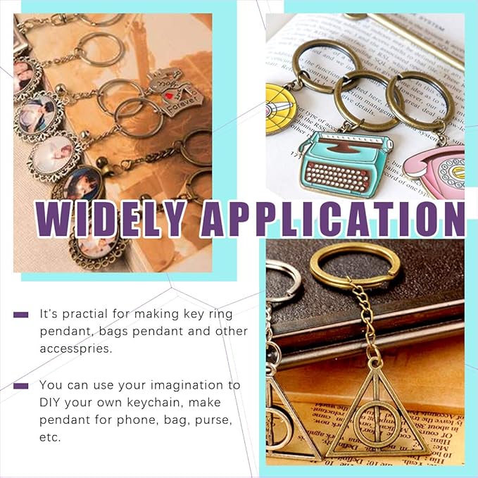 Swpeet 360Pcs 6/5" 30mm Bronze Key Chain Rings Kit, Including 120Pcs Keychain Rings with Chain and 120Pcs Jump Ring with 120Pcs Screw Eye Pins Bulk for Jewelry Findings Making (Bronze)