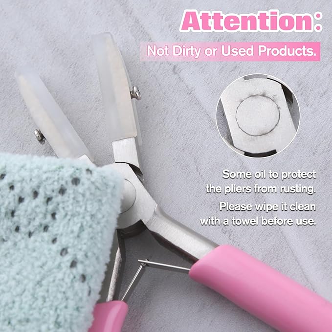 5-Inch Double Nylon Jaw Pliers with 3 Pairs of Replacement Tips and a Screwdriver, Flat Nylon Jaw Pliers for Jewelry Making, Spring Loaded Soft Nose Plier Wire Straightener Wire Wrapping Tool