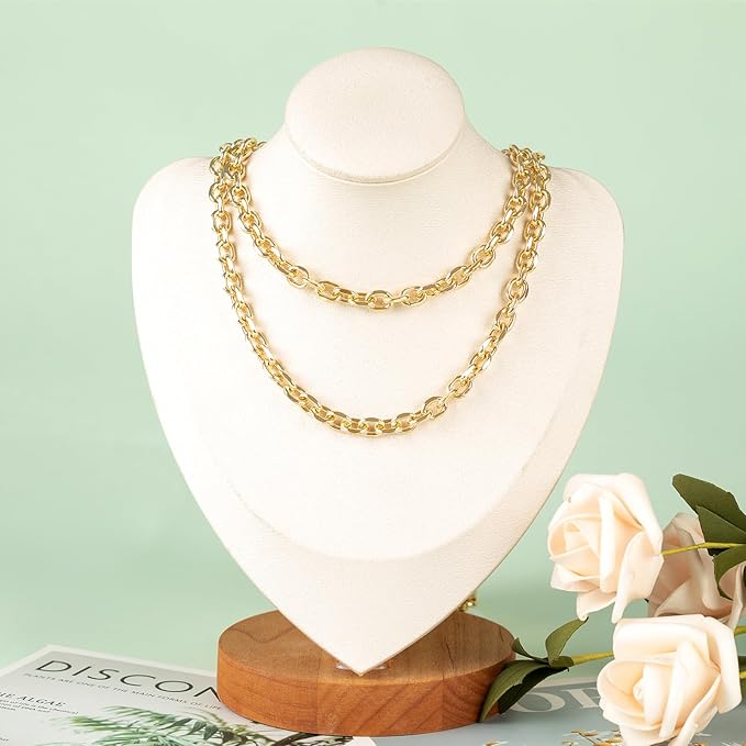UMAOKANG 16.4 Feet Gold Plated Cable Chains Bulk Lightweight Aluminum Chain for Jewelry Making Diamond Cut Cable Link Chain Necklace Bracelet DIY for Women and Men