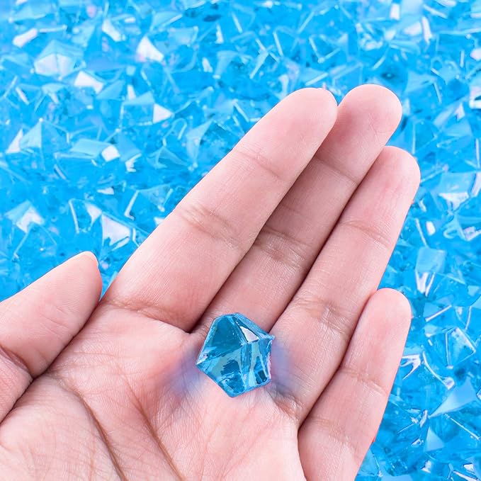 Super Z Outlet 1" Acrylic Color Ice Rock Crystals Treasure Gems for Table Scatters, Home Vase Fillers, Event, Wedding, Arts & Crafts, Birthday Decoration Favor - (Pack of 120) (Blue)
