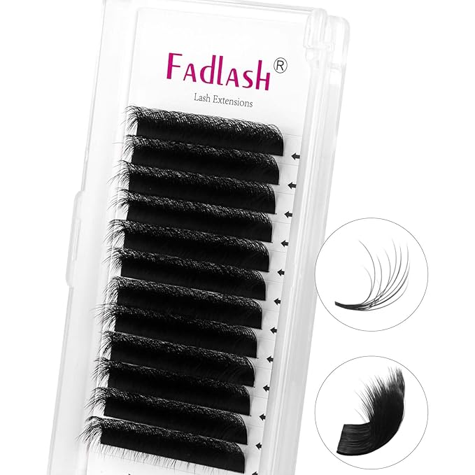 FADLASH Easy Fan Lash Extension 3D Effect Fluffy Rapid Volume Double Layers Easy Fan 2D~10D Eyelash Extensions Automatic Blooming Easy Fan Lashes D Curl (0.05D 13-18mm Mixed)