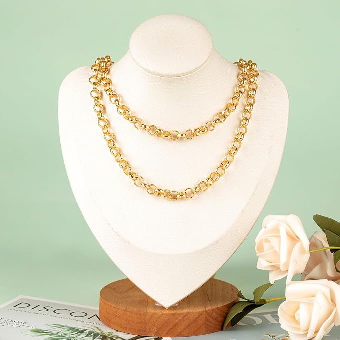 UMAOKANG 16.4 Feet Gold Plated Chains for Jewelry Making Lightweight Aluminum Circle Chain Necklace DIY Jewelry Making Supplies Findings