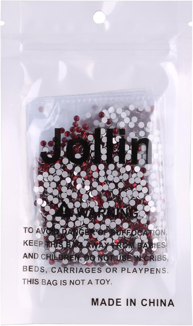 Jollin Glue Fix Crystal Flatback Rhinestones Glass Diamantes Gems for Crafting Nail Art Crafts Decorations Clothes Shoes 2.8mm (ss10 2880pcs, Dark Siam)