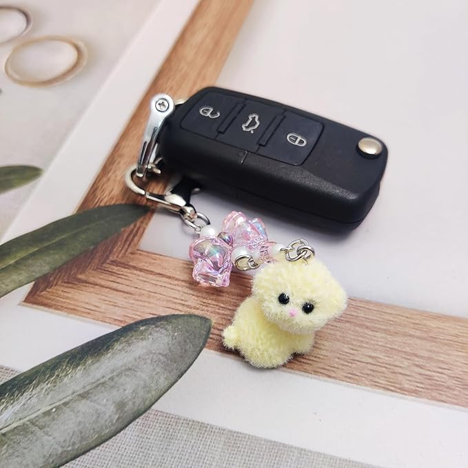 Cute Dog Keychain Fuzzy Dog Puppy Decor Keychain Aesthetic Y2K Bag Charms Stylish Dog Pendant Keychains Accessories