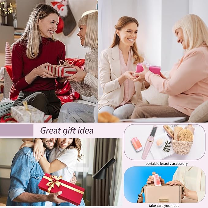 Electric Foot File with Urea Cream, Rechargeable Callus Remover, Peach Scented Moisturizing Treatment, Portable Cracked Heel Stick for Dry and Cracked Feet, Pink and Rose Gold
