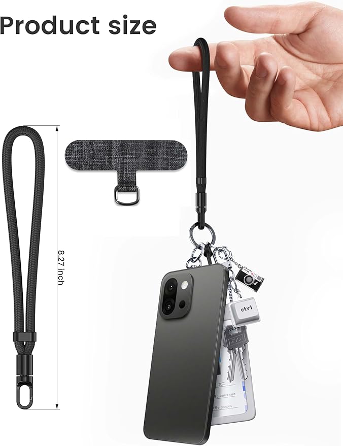 Phone Wrist Strap, Anti Theft Phone Strap, Adjustable Cell Phone Lanyard Strap with 360° Rotating Hook