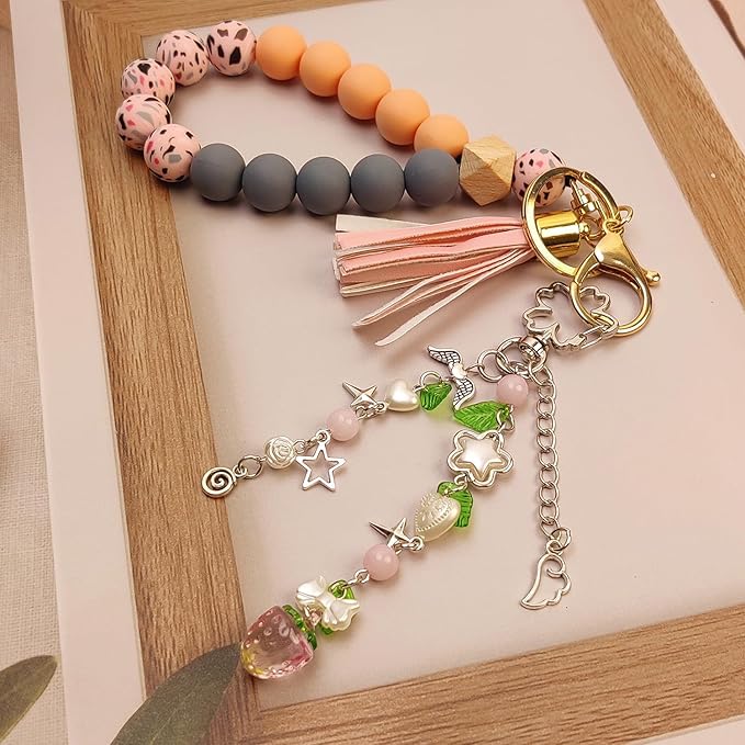Cute Pink Keychain,Fuzzy Cat Keychain Aesthetic Y2K KeychainStylish KeychainsAccessories