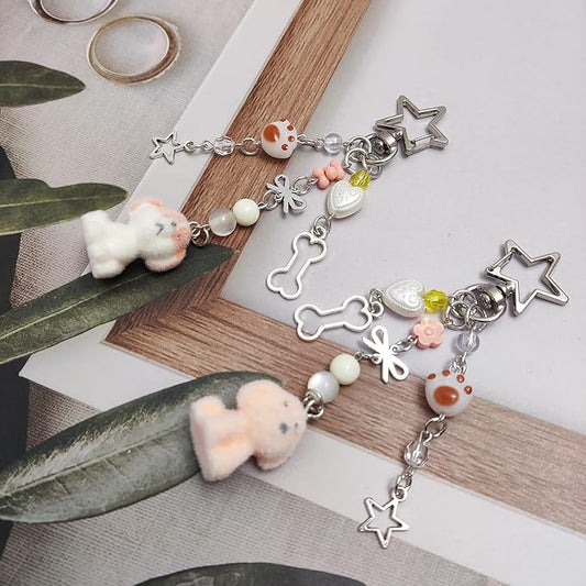 Cute Dog Keychain Fuzzy Dog Puppy Decor Keychain Aesthetic Y2K Bag Charms Stylish Dog Pendant Keychains Accessories