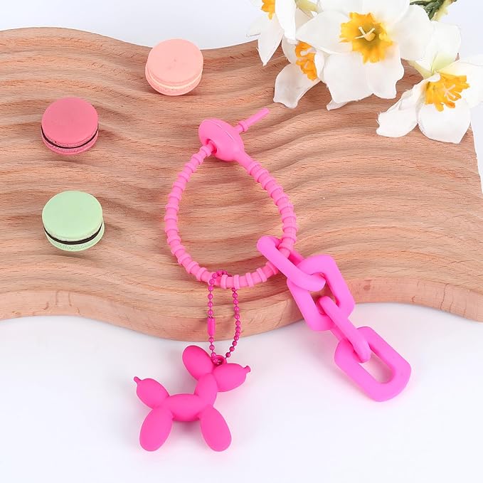 Cute Balloon Dog Keychain, Purse Bag Backpack Charms Girl Keychains Accessories Keyrings Car Key Chain