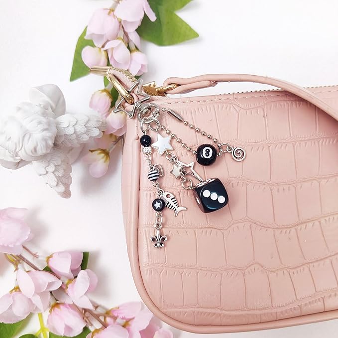 Y2K Aesthetic Keychains for Women Cute Flowers Star Cake Jellyfish Keychins Charms Kawaii Bag Purse Decor