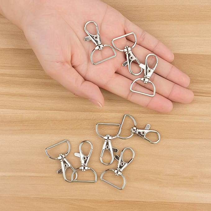 Acrux7 100 Pack Lobster Claw Clasps for Keychains 3/4 inch Lanyard Clips D Ring Swivel Clasp Hook Metal Lobster Clasp for Key Chain, Crafts and Purse DIY Lanyard Making