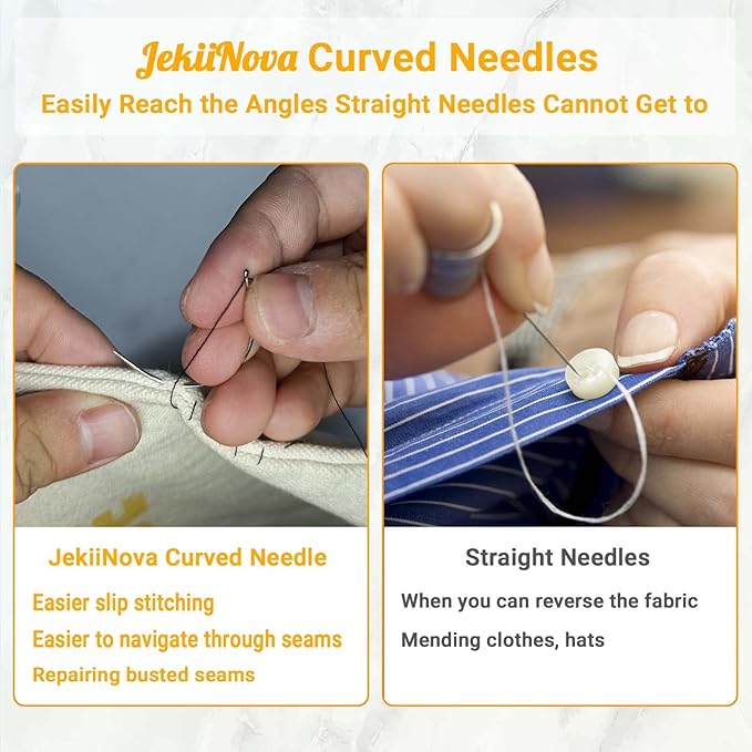 50 PCS Curved Sewing Needles for Leather, Carpet, Canvas, Wig Making, Upholstery, Weaving, Embroidery & Hand Sewing