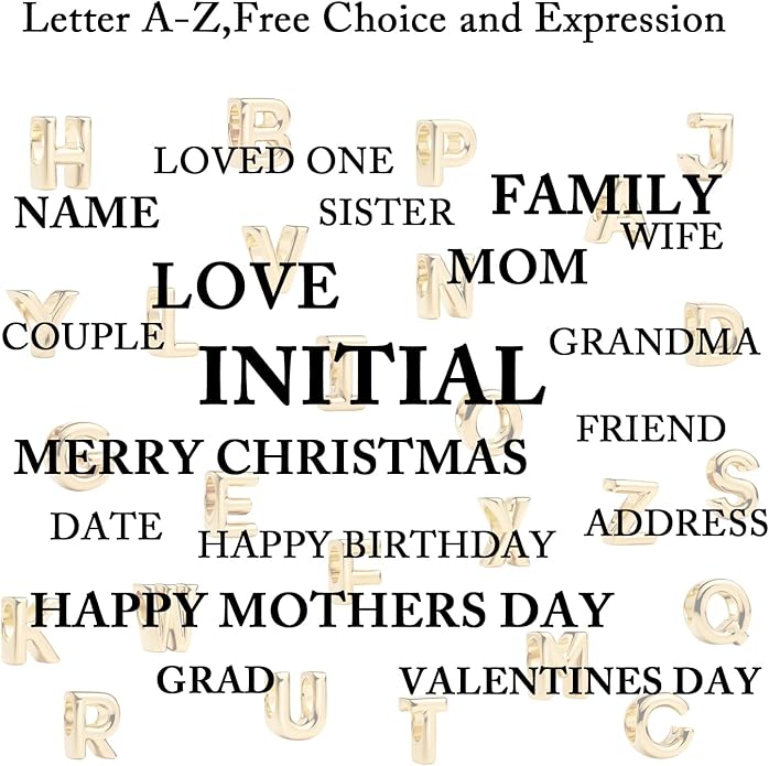 S925 A-Z 14K Gold Plated Initial Letter Alphabet Charms for Pandora Bracelets and Necklaces Women, Gifts for Couple Family Friend on Birthday Anniversary Christmas Mothers Valentine's Day Grad