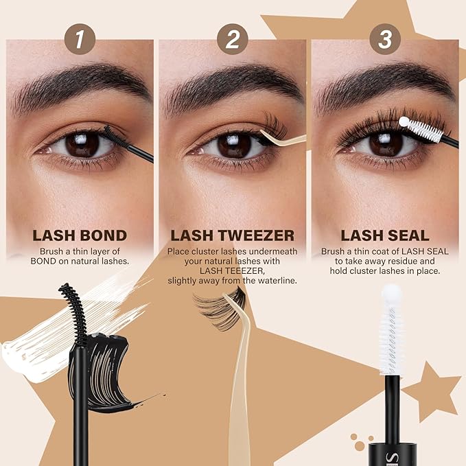 DIY Lash Extension Kit 60D+80D JMS&JMS Lash Clusters Kit D Curl 9-16MIX Individual Lashes Kit Waterproof Eyelash Extension Kit with Lash Bond and Seal Lash Applicator Tool Fluffy Cluster Lashes Kit