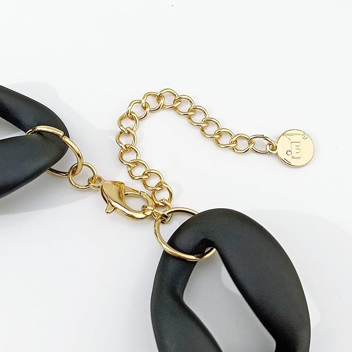Firstmeet Chunky Acrylic Necklace Smooth Chain Link Cool Statement Choker Cuban Style Jewelry Gift for Women