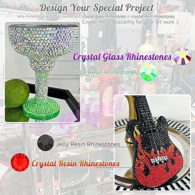 Metallic Silver Resin Rhinestones for Crafting Mine Silver Flatback Stones 3mm 4mm 5mm Mix Diamonds Crystals Gems for Nails Face Eyes Makeup Tumblers Bottles DIY Crafts Clothes Shoes Phones