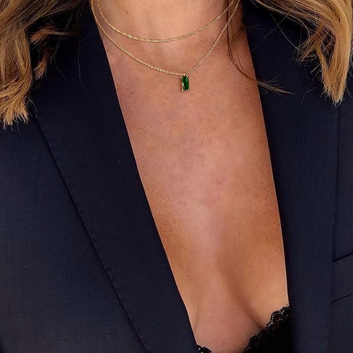 Luxval Diamond Pendant Gold Necklace for Women,Dainty 18k Gold Plated Choker Necklaces Simple Gold Jewelry Gifts for Women Girls
