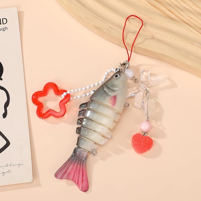 Fish Keychains Funny Fishing Keychains for Fisherman Cute Y2K Phone Charms Bag Charms Purse Accessories