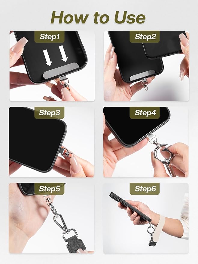 Clip and Go Strap for Phone with Wallet Crossbody Phone Lanyard Adjustable and Detachable RFID Wristlet Wallet with ID Window and Zipper, Cream(L)