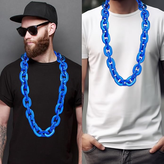 Remuuly Plastic Chain Necklace Chunky Big Fake Necklace Hip Hop Rapper Giant Turnover Chain Costume for Halloween