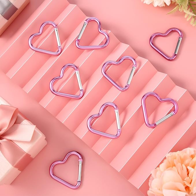 Shimeyao Heart Shape Keychain Clip Cute Pink Snap Key Ring Keychain Hook Aluminum Alloy Key Holder for Valentine's Gift Outdoor Spring Traveling Couple Wife Husband Gift Walking