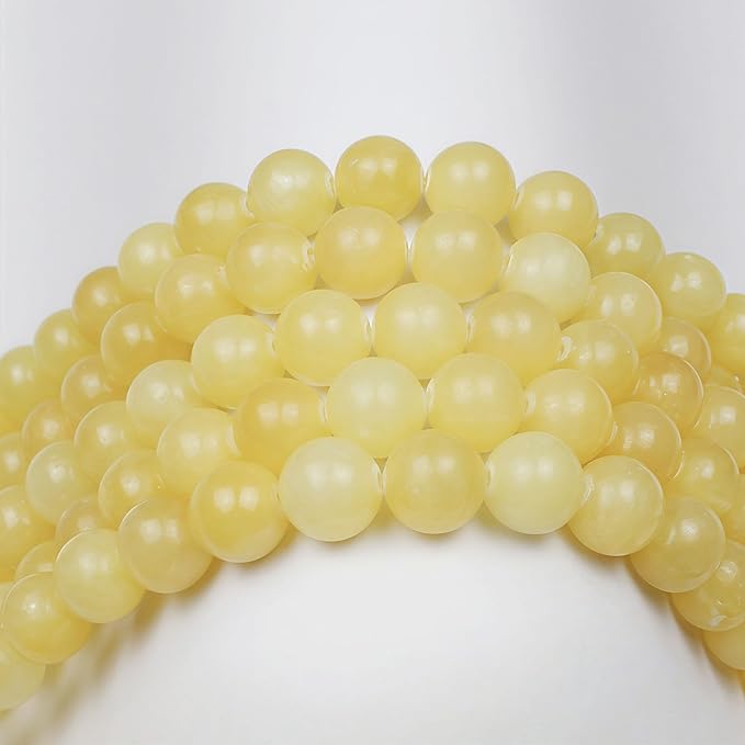 MJDCB Stone Beads Yellow Jade Round Loose Beads for Jewelry Making DIY Bracelet Necklace 4mm