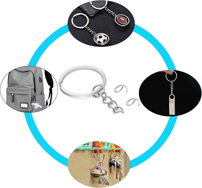 10Pcs Keychain Key Ring with Chain Bulk Split Key Chain,1.1 Inch Key Chains Parts with Open Jump Ring Connector for Jewelry Making Crafts (Gold)
