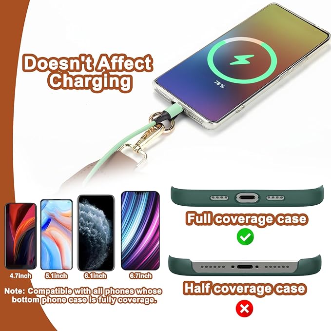 XANGNIER Clip and Go Strap for Phone with Wallet Crossbody, Phone Strap with Zippered Wallet, Adjustable Anti Theft Cellphone Lanyard for Women, Cellphone Chain Accessories,Multicolor 13