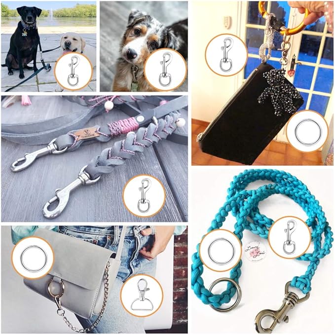 Swivel Snap Hooks, Lucky Goddness 10pcs Metal Heavy Duty Square Eye Clasp Buckle Trigger Clip Multipurpose- Best for Spring Pet Buckle, Key Chain for Linking Dog Leash Collar, Handmade Crafts Project