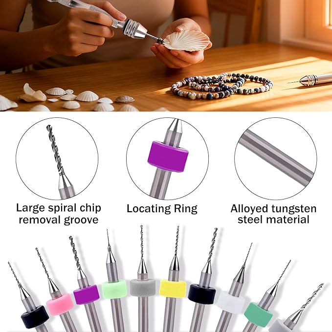 112 Pieces Precision Pin Vise Hand Drill Set Metal Manual Craft Drill Clamping with Micro Twist Bits for Jewelry, Wood, Manual Work DIY, Model Making TS/SDZKQ-01