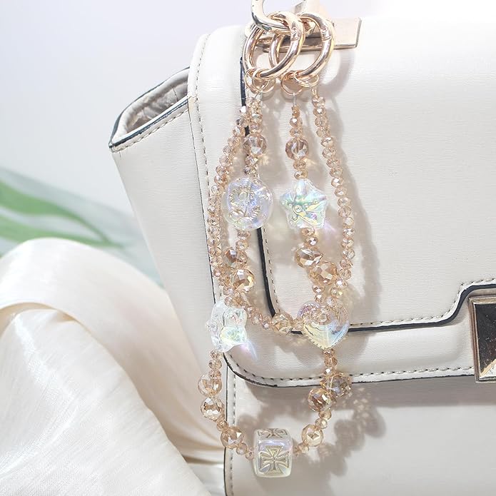 Phone Wrist Strap,Crystal Phone Chain Wristlet,Bracelet Wrist Lanyard,Cute Beaded Bag Charms,Decorative Purse Chain