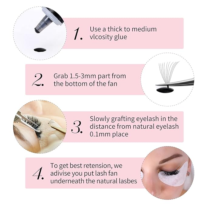 Premade Fans Eyelash Extensions Mixed Tray 1000 Premade Lash Fans 10D Premade Volume Eyelash Extensions Pointed Handmade Promade Loose Fans D Curl Thin Base (10D-0.07D, 15-20mm)