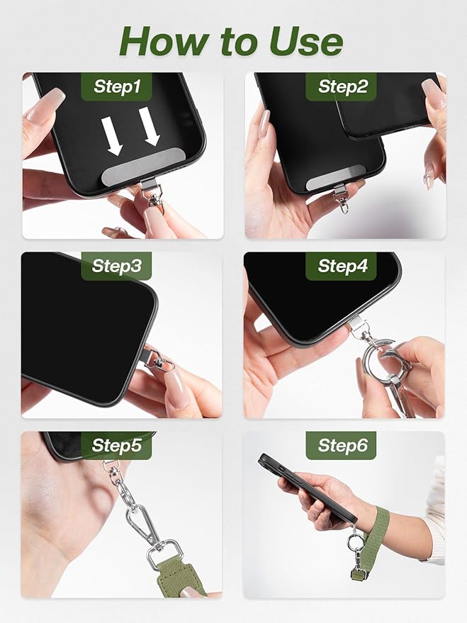 Clip and Go Strap for Phone with Wallet Crossbody Phone Lanyard Adjustable and Detachable RFID Wristlet Wallet with ID Window and Zipper, Green