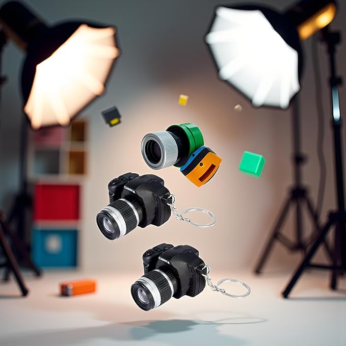 2Pcs Camera Keychain with Sound, Key Ring Decor Bag Wallet Pendant, Mini Camera Design Keychain Cute Novelty Ring Child Toy Kids Key Chain Pendant Creative Gift Key Chain Decorative