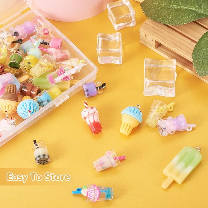 Craftdady Resin Plastic Miniature Food Snack Pendants Charms Ice Drink Juice Pendants Cute Bottle Fruit Keychain Charms Hang Ornament for DIY Craft Earring Bracelet Necklace Jewelry Making