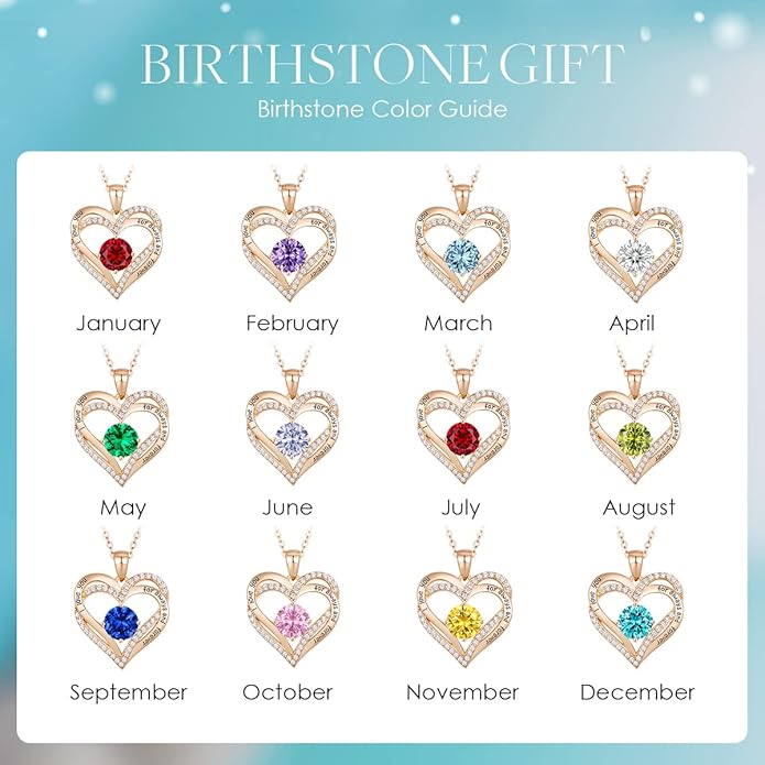 CDE Forever Love Heart Necklaces for Women, Wedding Anniversary, Birthday Mothers Day Christmas Day Gifts for Mom, Mother, Wife, friend, S925 Silver Jewelry with Birthstone Pendant