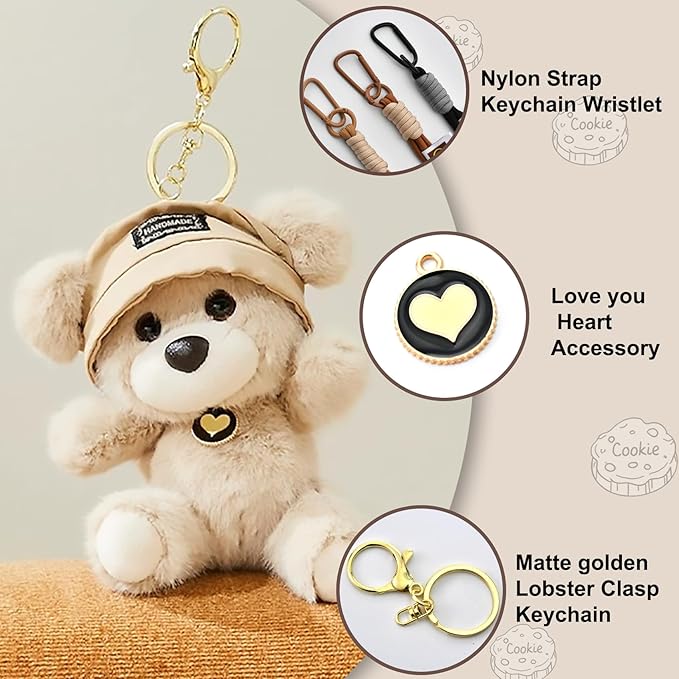 Cute Key Chain Plush Bear Bag Charm Teddy Bear Keychain Gift For Handbag,Purse, Backpack, Car Keys