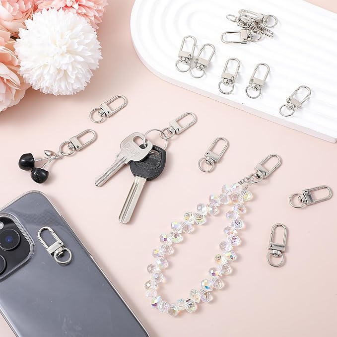 50 Pcs Lobster Claw Clasps for Keychains Swivel Lanyards Trigger Snap Hooks Strap Keychain Hook for Jewelry Purse Making DIY Bags Key Rings Art Crafts Pet Collar Silver 1.38 × 0.39 × 0.16 Inch