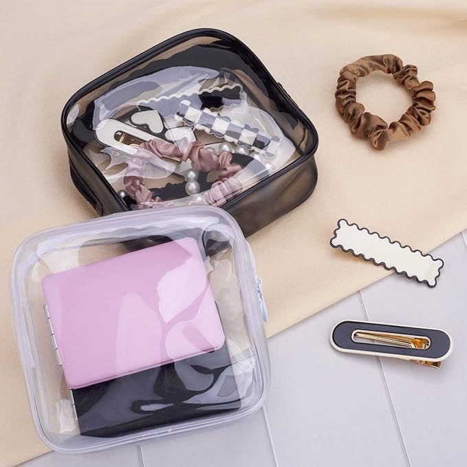 LYroo Small Makeup Bag Clear Mini Makeup Zipper Pouch Makeup Bag Small Cosmetic Bag for Purse Essentials Items Women Coin Purse Aesthetic Stuff(2 Pack
